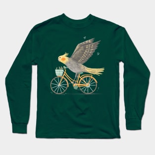 Cockatiel on a Bicycle Long Sleeve T-Shirt